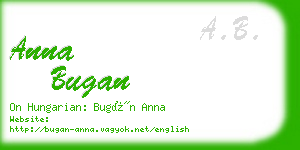 anna bugan business card